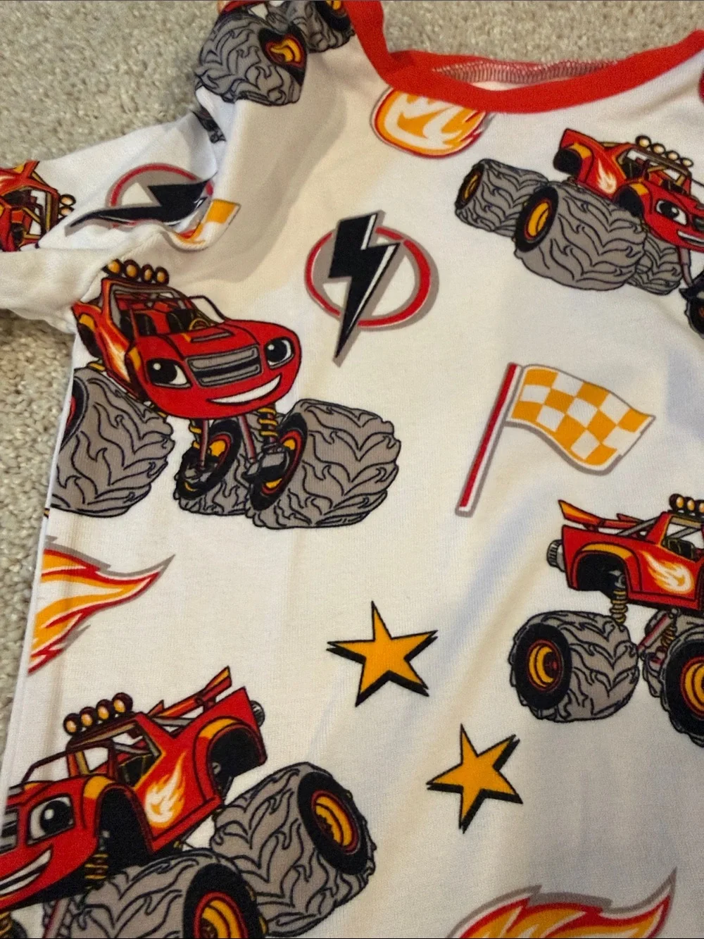 Red Blaze Monster Truck Kids Pajama Set - Long Sleeve Two-Piece, size 7